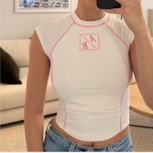 Stylish White and Pink Crop Top